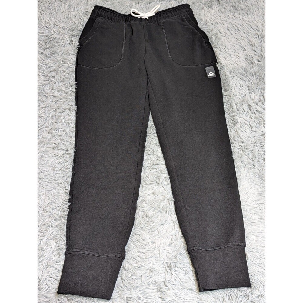 Reebok Sweat Pants Adult Small Black Logo Sweatpants‎ Joggers Gym Track Mens